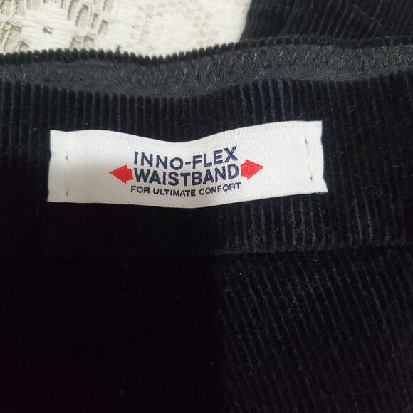 Roundtree & Yorke Pants Mens 36x34 Black Flat Front Corduroy Inno-Flex Waistband - Picture 7 of 9